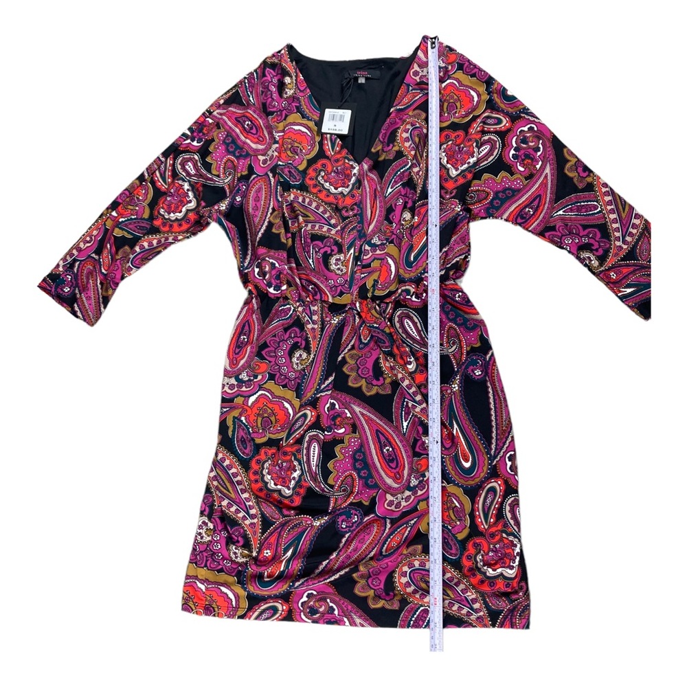 Trina Turk Birch Mini Dress S Women's 3/4 Sleeve Paisley Strech Elastic Waist - Picture 11 of 16